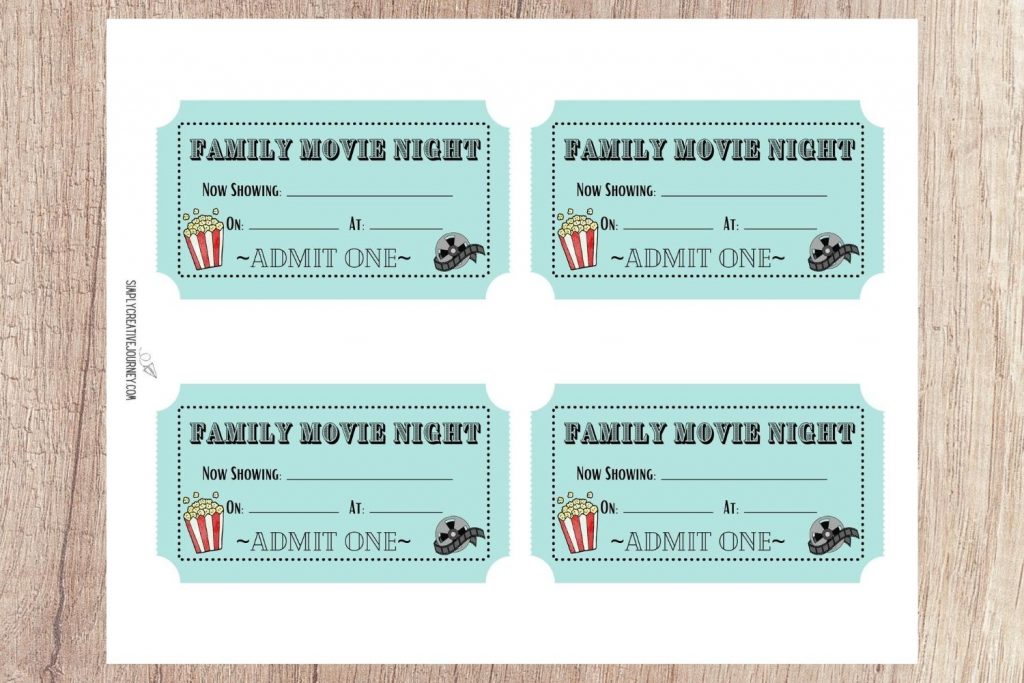 at home movie tickets for kids to print. A fun activity to add to your winter bucket list.