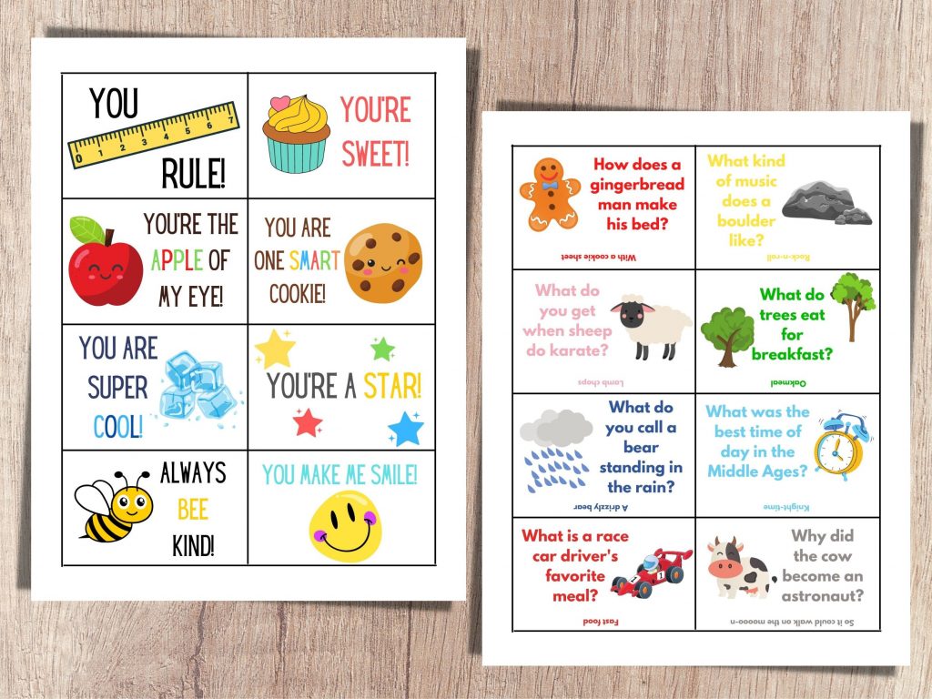printable kids lunch box notes