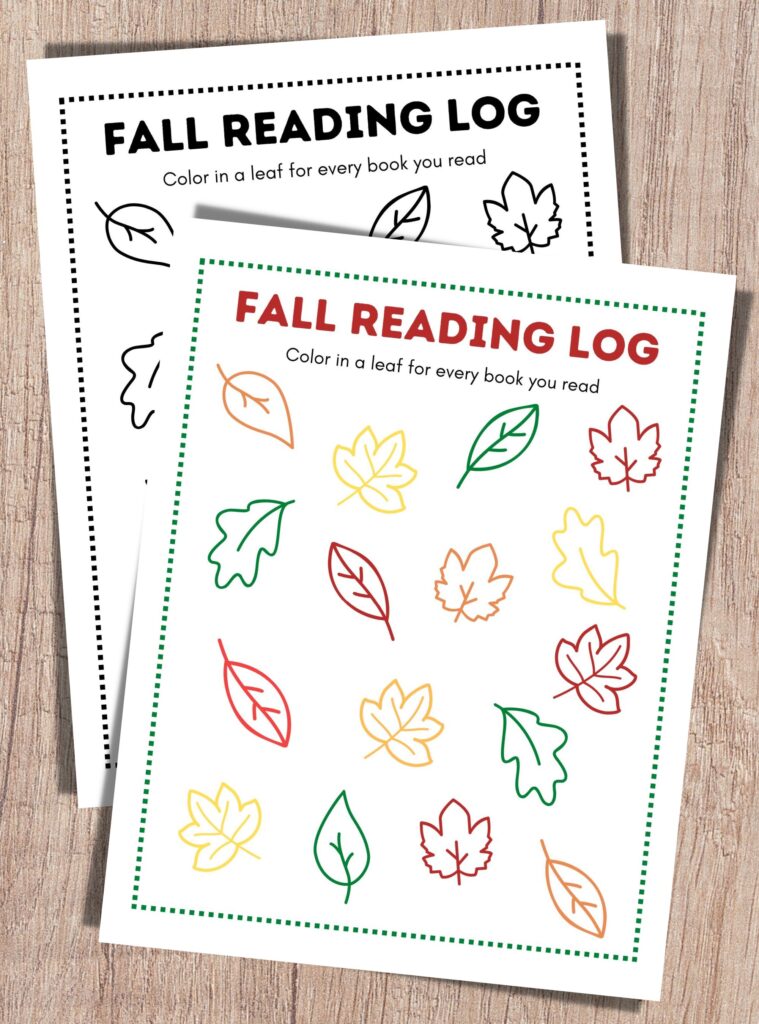 fall reading log printable